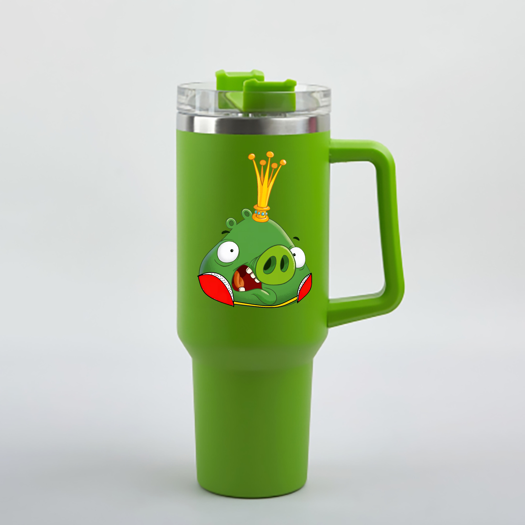 （画像用） Angry Birds アングリーバード 1200mL車用タンブラー - クリスタルステッカー（プラスチックストロー付き）